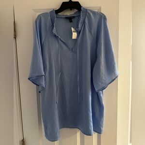 Banana Republic Short Sleeve Blue Silk Blouse